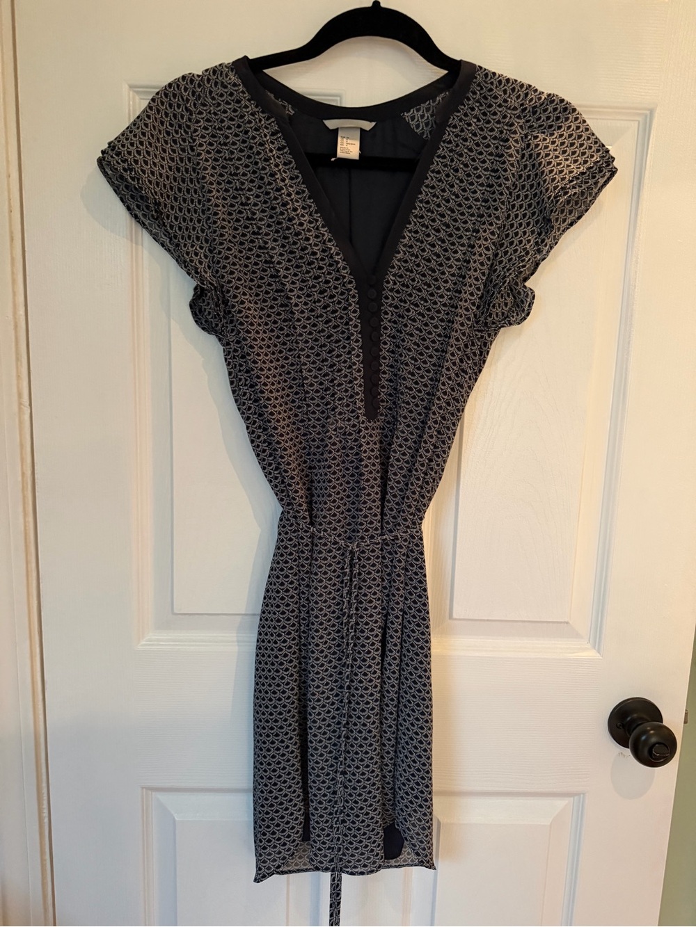 H&M Black and White V-Neck Midi Dress